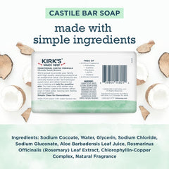 Kirk's Castile Soap Fragrance Free Unscented bar ideal for sensitive skin