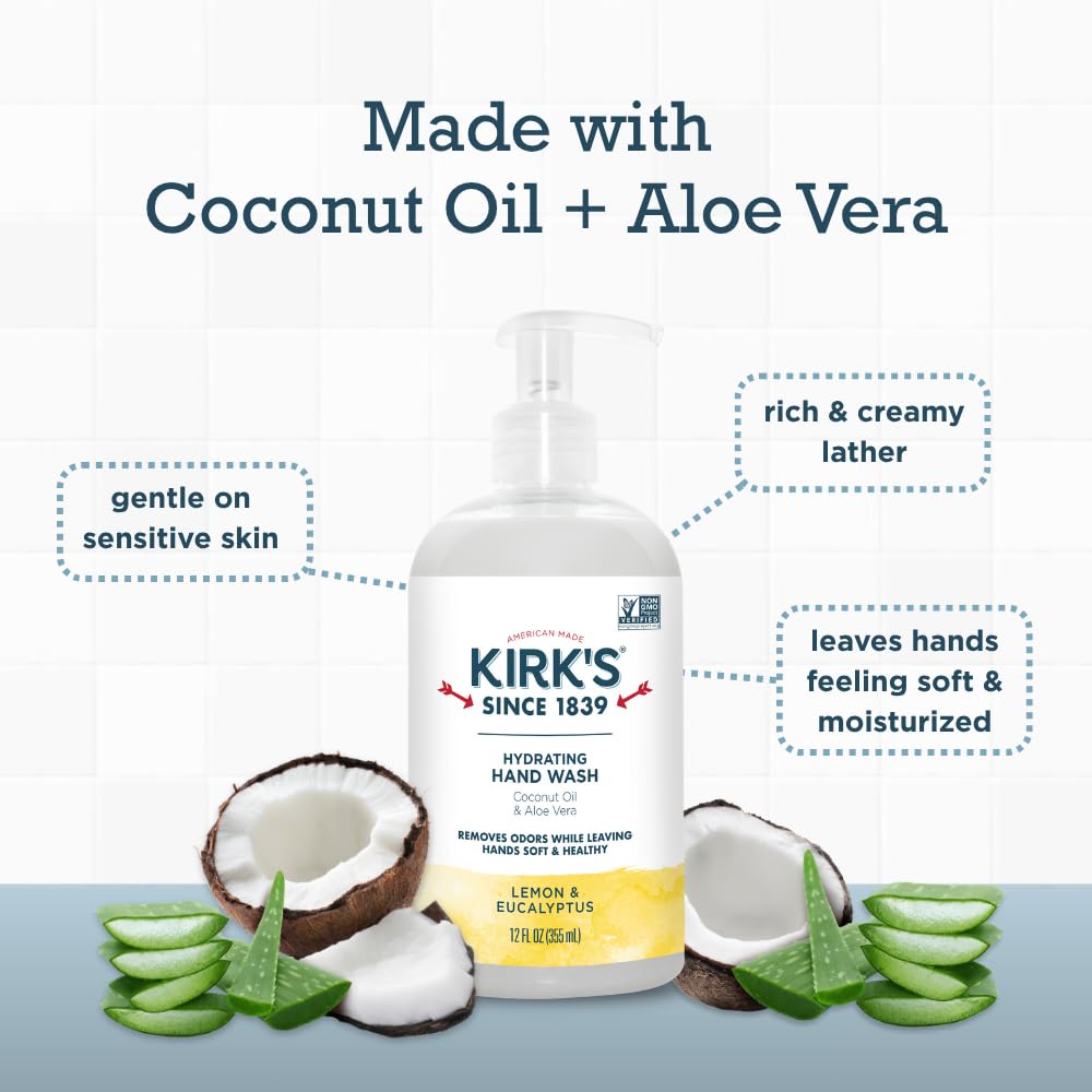Kirks four-pack hydrating hand wash for convenient everyday cleansing