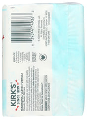 Kirks fragrance-free soap bar close-up emphasizes simple ingredients for sensitive skin.