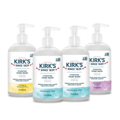 Kirks Hydrating Hand Wash coconut oil bottle delivers creamy lather and soft skin