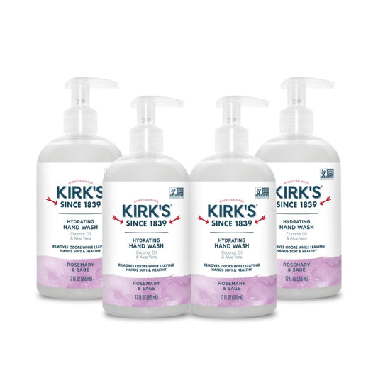 Kirk's Hydrating Hand Wash pump bottle for soft, hydrated hands