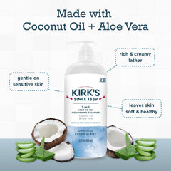 Kirks original fresh scent aroma conveys a clean, refreshing bath experience.