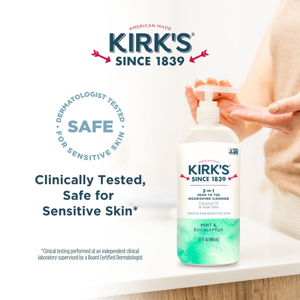 Kirks packaging appeals to families with sensitive skin.