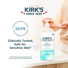 Kirk's sulfate-free ingredient panel emphasizing gentle cleansing