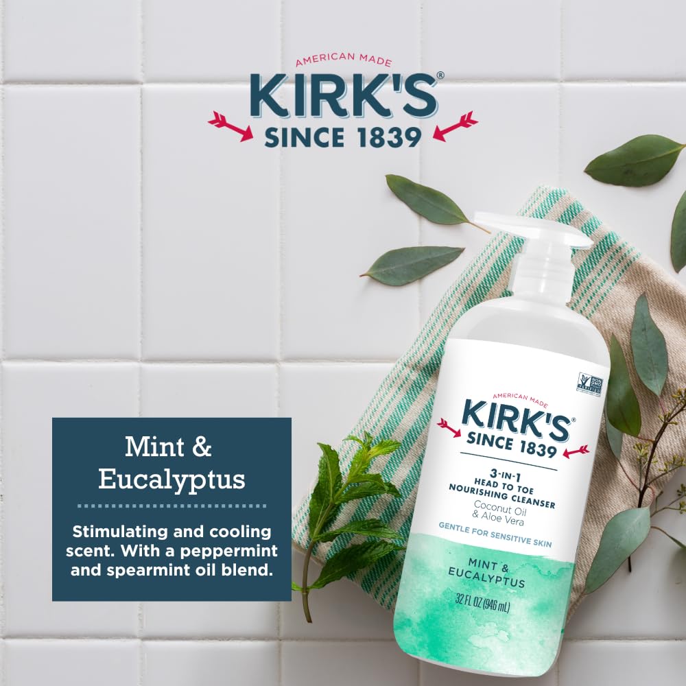 Kirks vegan non-GMO ingredients label visible for health-conscious care.
