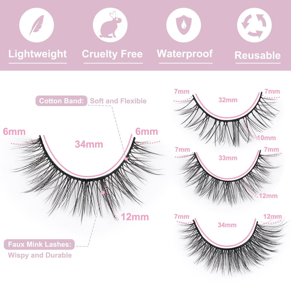 Kiromiro wispy 3D strip lashes emphasize eyes with soft volume