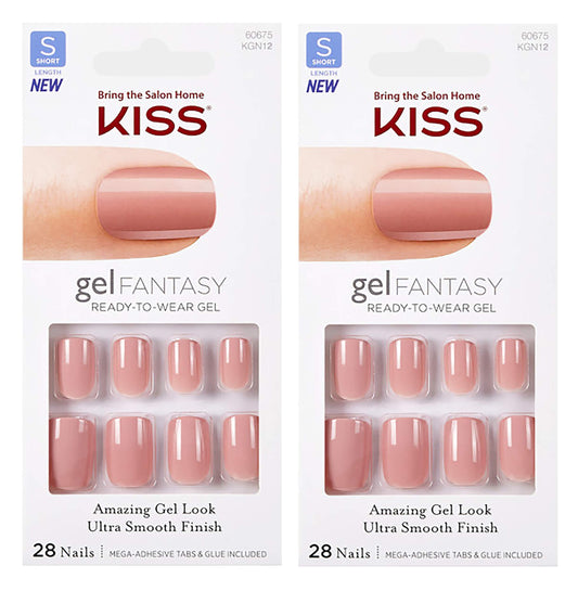 Kiss Gel Fantasy KGN12 ribbons nails show vibrant color and glossy finish.