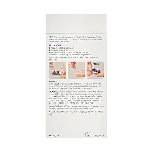 KISS Gel Fantasy squoval short nails close-up with smooth, durable finish for long-lasting wear.