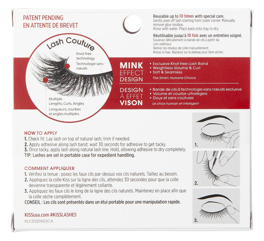 KISS Little Black Dress lashes with varied lengths for versatile styling and day-to-night options.