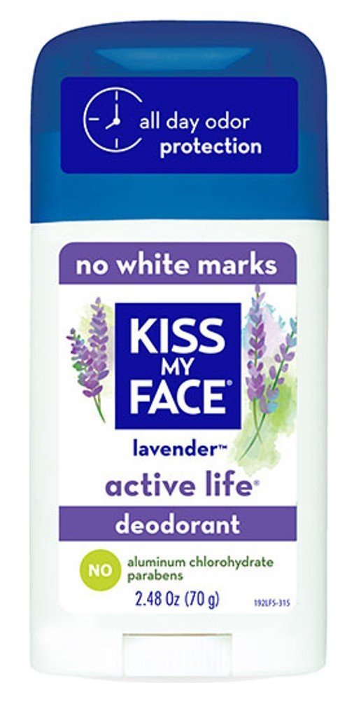 Kiss My Face deodorant stick Active Lavender, calming scent for daily freshness.