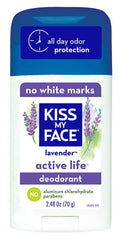Kiss My Face deodorant stick Active Lavender, calming scent for daily freshness.