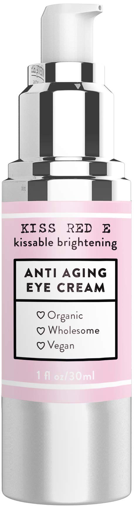 Kiss Red E eye cream applied around eye for moisture