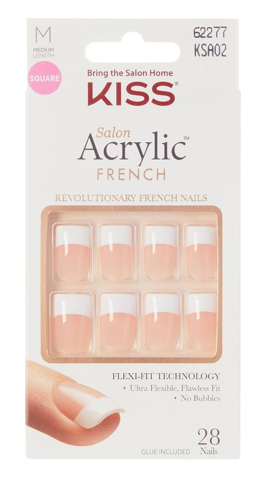 KISS Sugar Rush Medium acrylic French kit close-up showcasing flawless nail art possibilities.