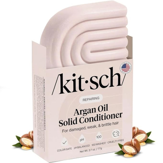 Kitsch Argan Oil Conditioner Bar focused on damage repair for healthier-looking hair.