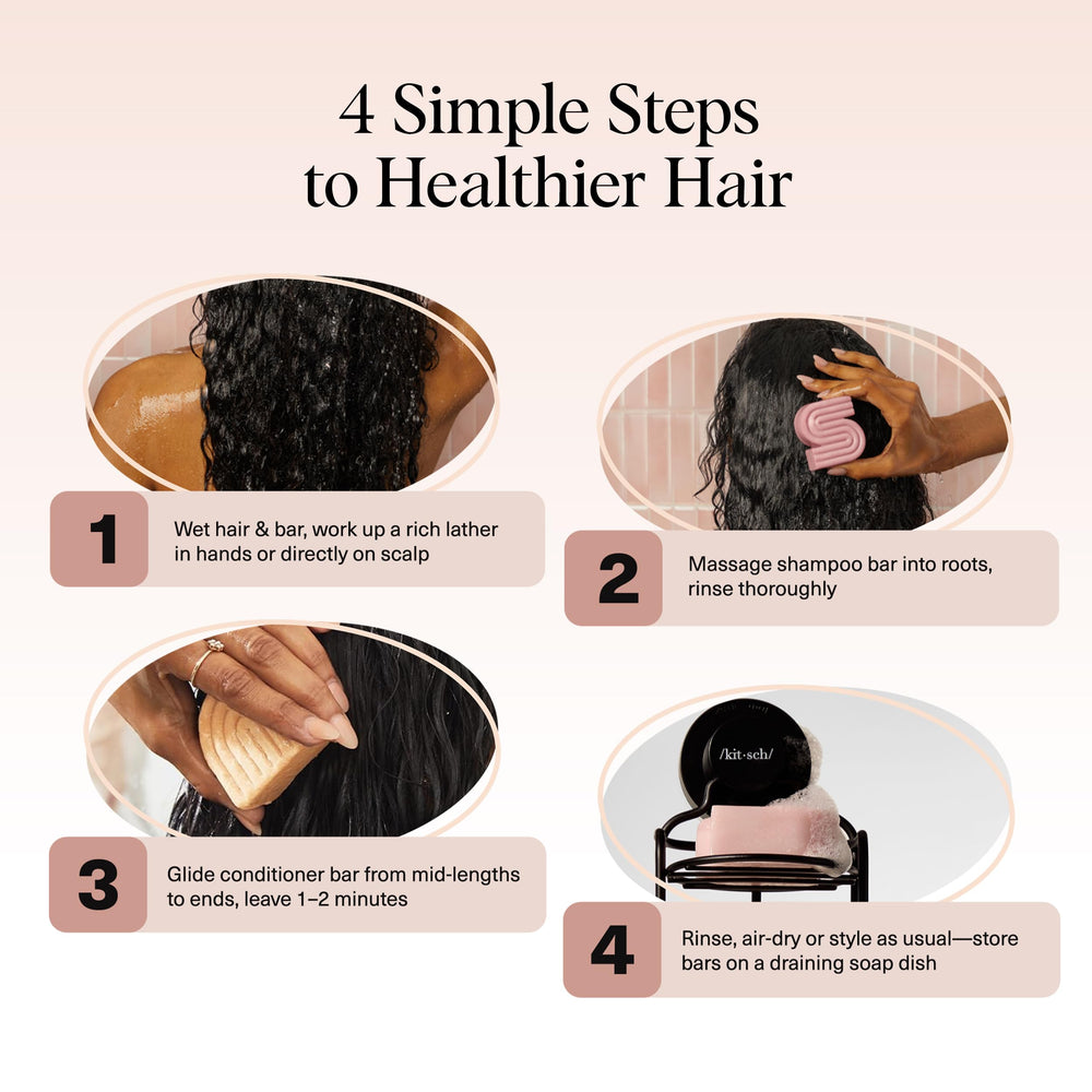 Kitsch Coconut Oil Conditioner Bar provides deep moisture and shine for dry hair.