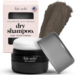 Kitsch dry shampoo powder close-up featuring the built-in puff