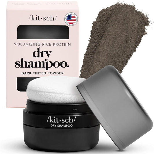 Kitsch dry shampoo powder for dark hair in packaging view, travel-friendly design