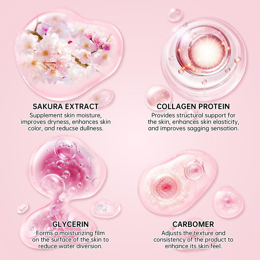 KIUORET Sakura serum dropper captures soothing, hydrating formula for dewy skin.