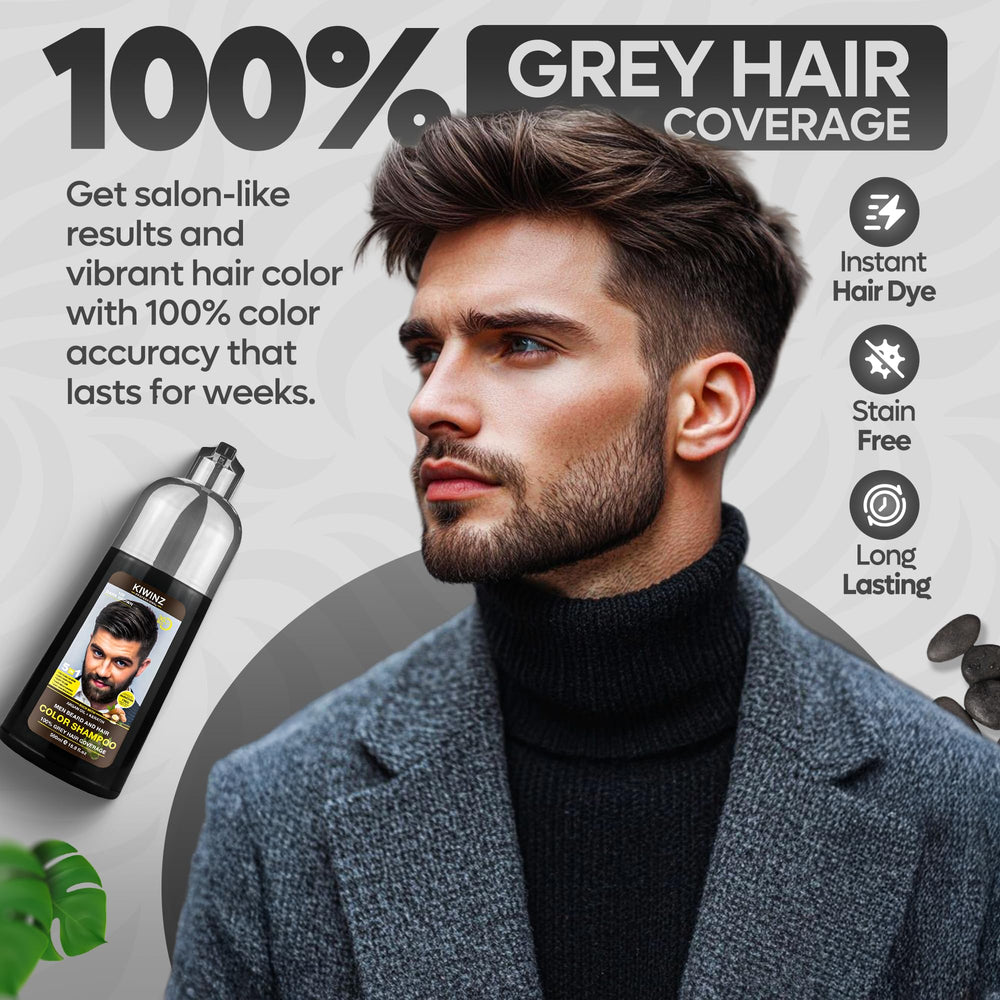 Kiwinz Professional Dark Brown Hair Color Shampoo ammonia-free formula for gentle use.