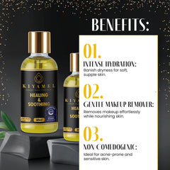 KIYAMEL restorative body oil texture swirl highlights quick absorption.
