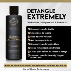 KizaiaCare Ultimate Matted Hair Detangler close-up of ingredients and hydration cues