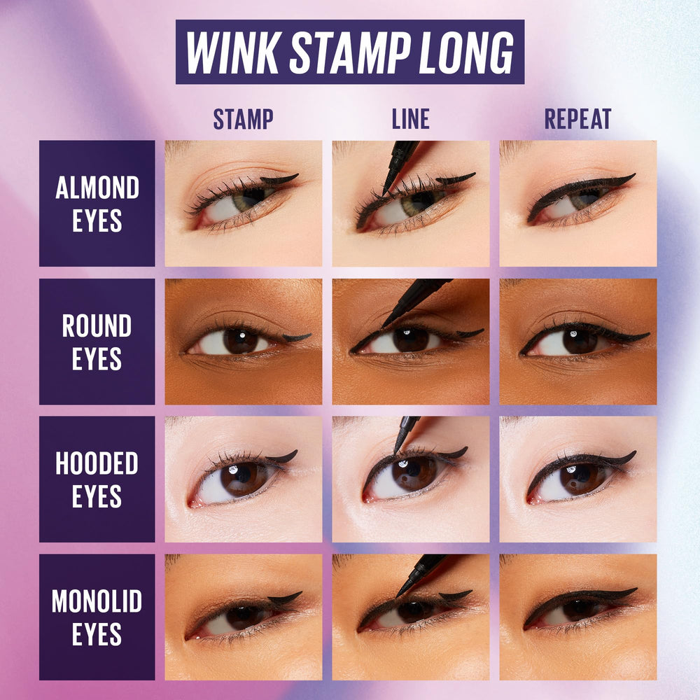 KAJA eyeliner set highlights the ultimate cat-eye look with crisp lines.