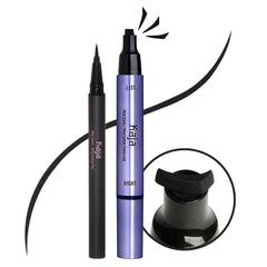 KAJA Wink Stamp Long eyeliner set showing precise wing stamp for easy cat-eye looks.
