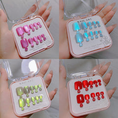 KKUUOO 4Pack Summer Glossy Toenails display for easy at-home manicure.