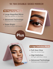 klarh LED lighting with 3 color modes for accurate makeup perception.
