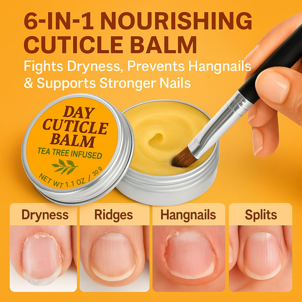 Applied balm on fingernail cuticles illustrating smooth application.
