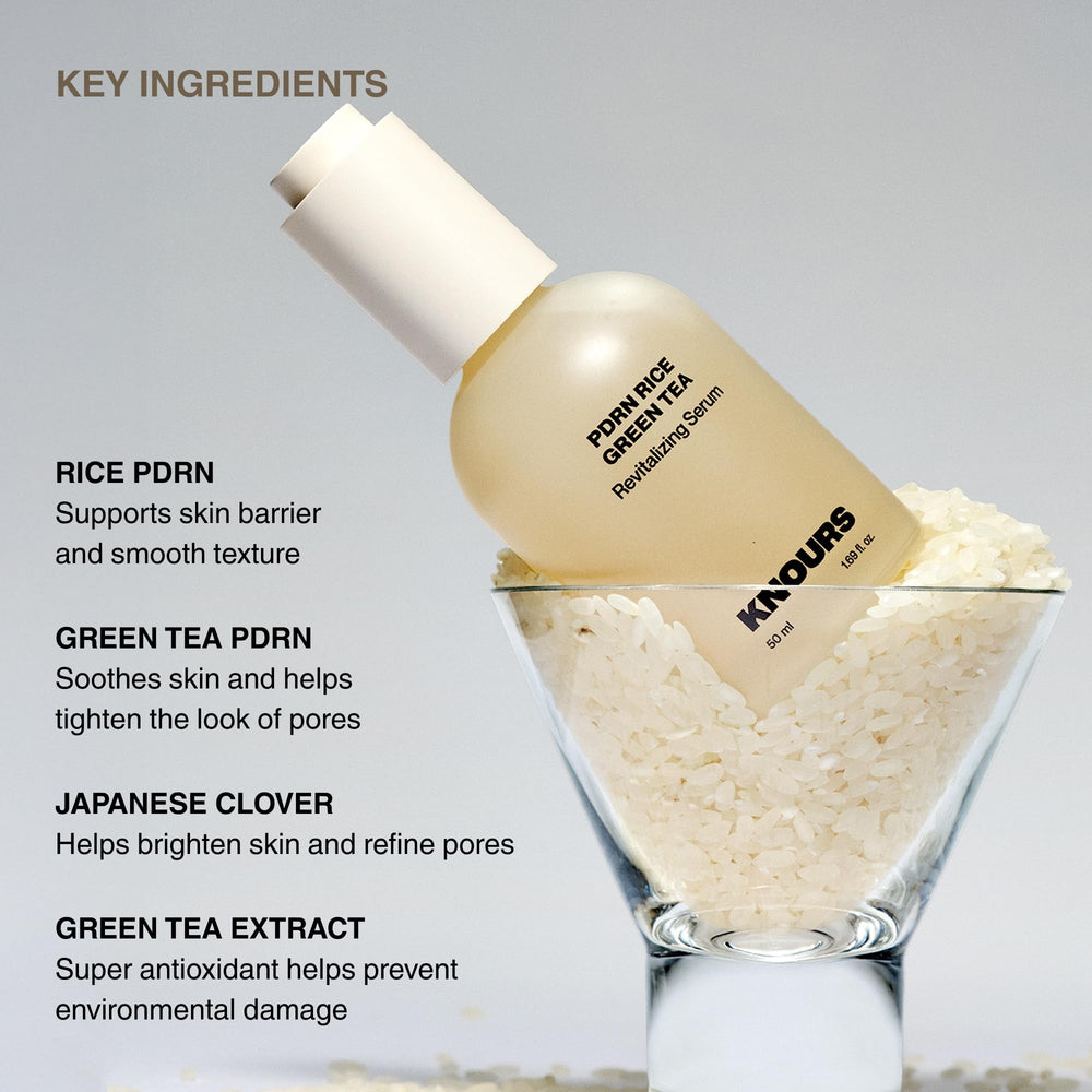 Knours Green Tea extract closeup highlighting antioxidant-rich shield for skin.