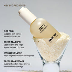 Knours Green Tea extract closeup highlighting antioxidant-rich shield for skin.