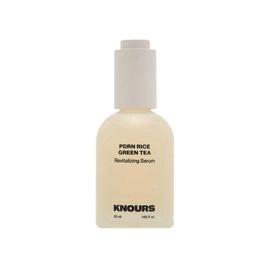 Knours PDRN Rice serum bottle shown for hydration and soft skin glow.