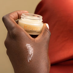 KOBA lip balm with Safou and Shea nourishes naturally.