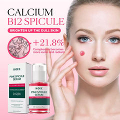 KOEC Pink Spicule Serum closeup emphasizes micro-needle texture for absorption.