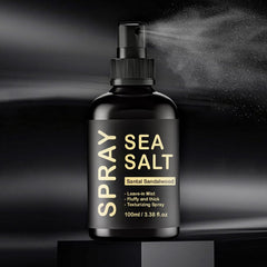 Close-up of KOEC Sea Salt Spray keratin blend and sandalwood fragrance.