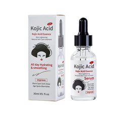 Kojic Acid Essence Serum brightening application for a radiant, even-toned complexion.