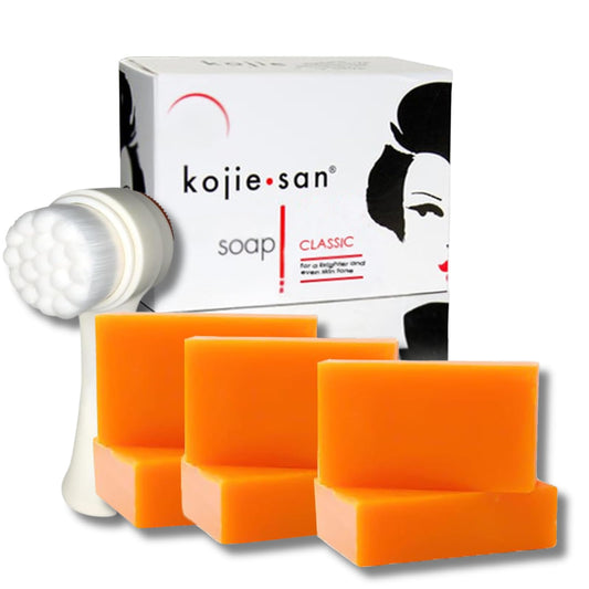 Kojie San six-bars soap pack for brightening and even tone.