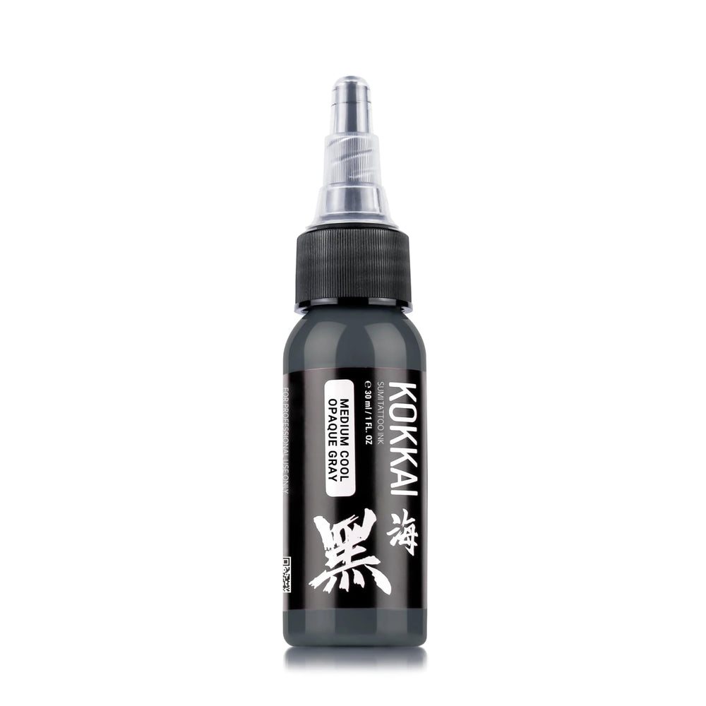 Kokkai Sumi Cool Gray ink droplets—high-pigment, water-based formula for smooth application.