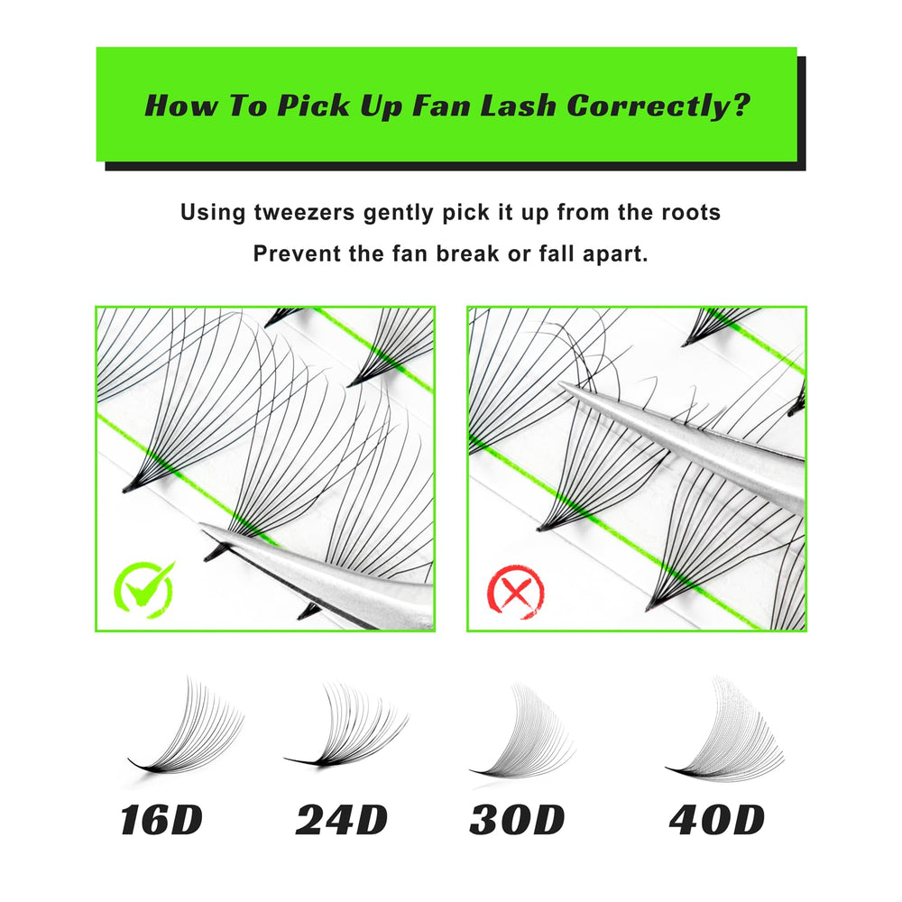 Kolybel premade fans varied lengths 8-15mm for versatile looks