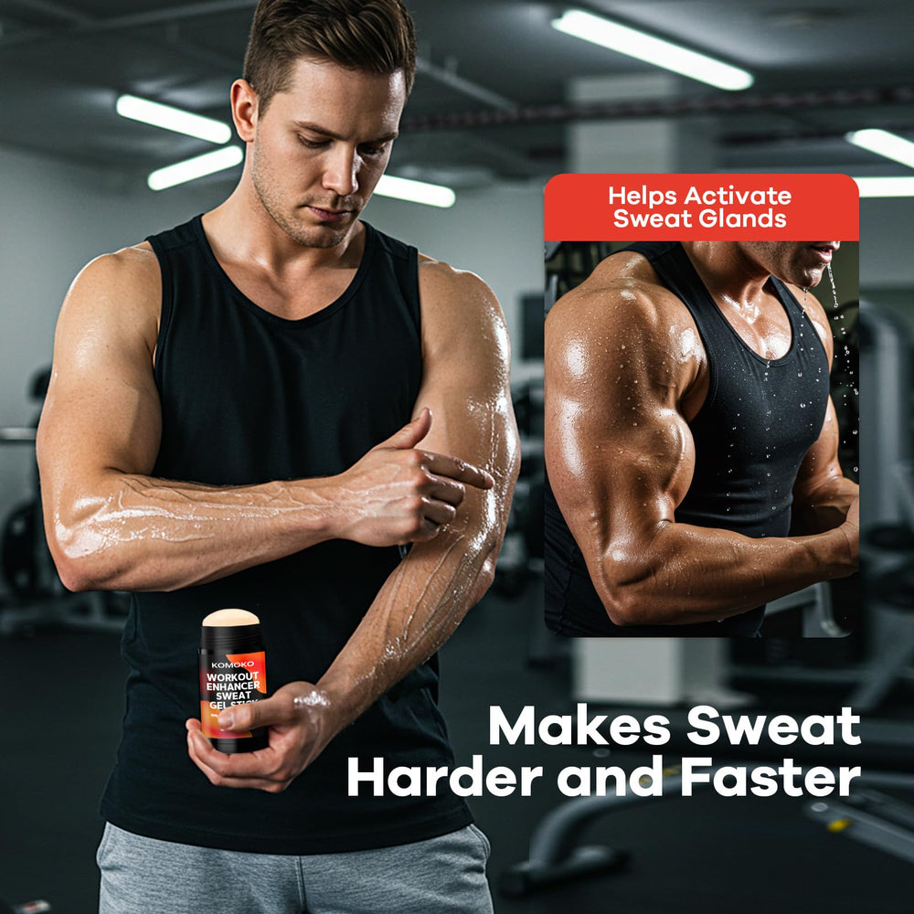 Komoko Sweat Gel Stick application demonstrates a smooth roll-on before training.