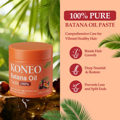 KONEO Batana oil paste texture close-up highlights pure paste and rich moisture