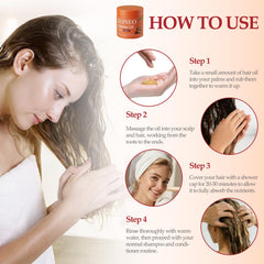 KONEO hands massaging scalp demonstrates easy, even application and soothing nourishment