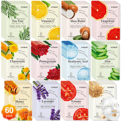 KONEUK 60-pack collagen masks box front view shows variety for all skin types.
