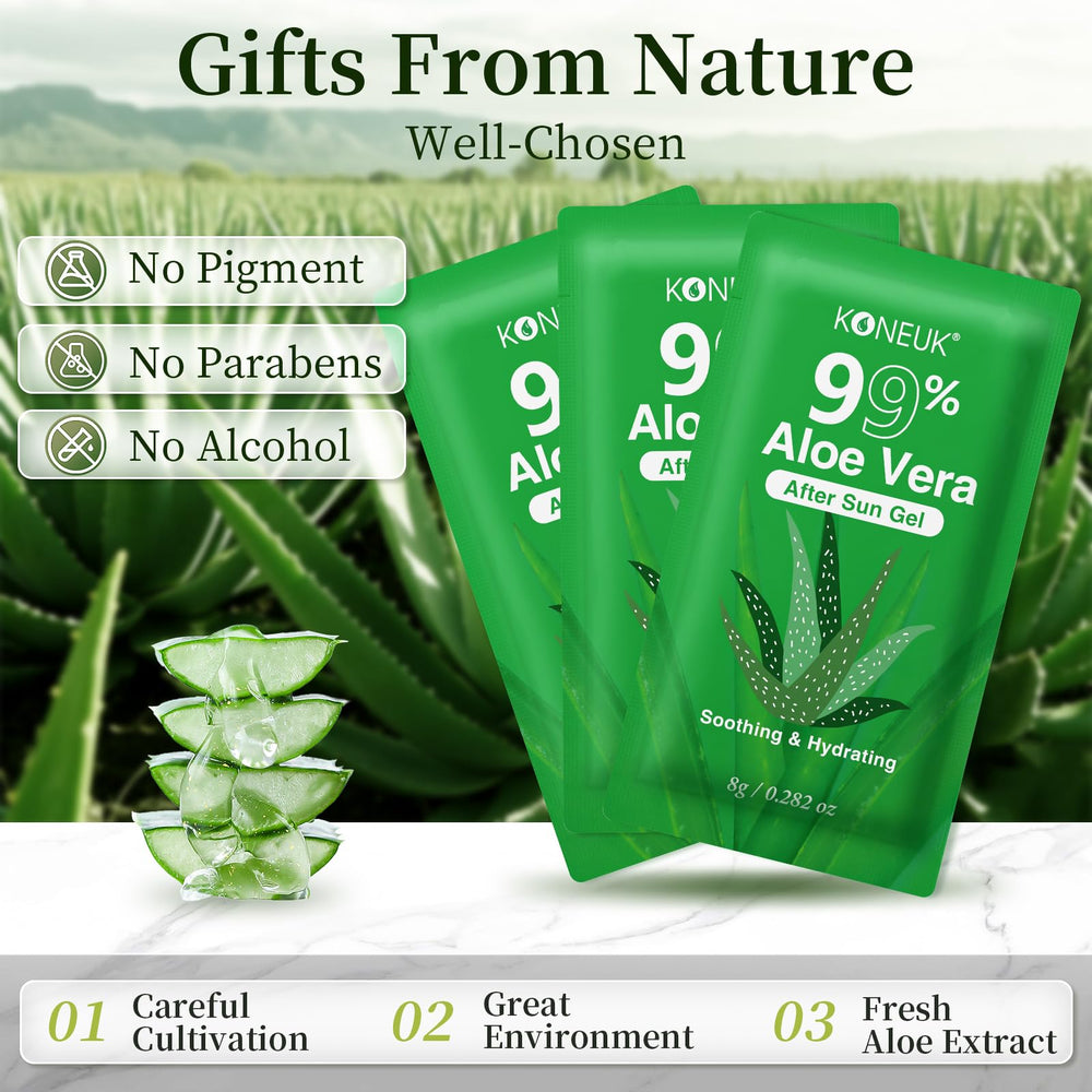KONEUK Aloe Vera Gel applied on face for refreshing hydration.