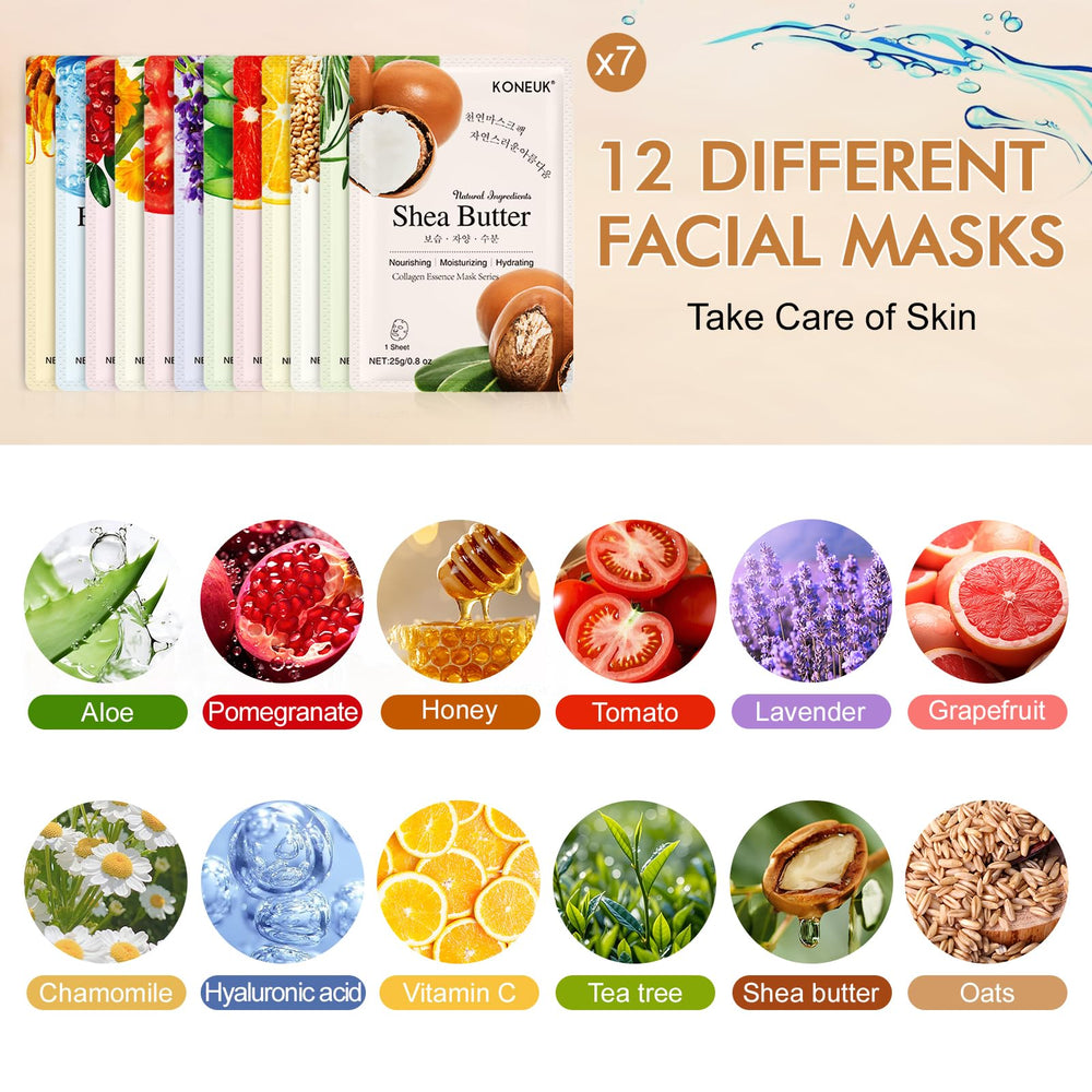 KONEUK face mask collection with lemon and aloe variants for soothing hydration.