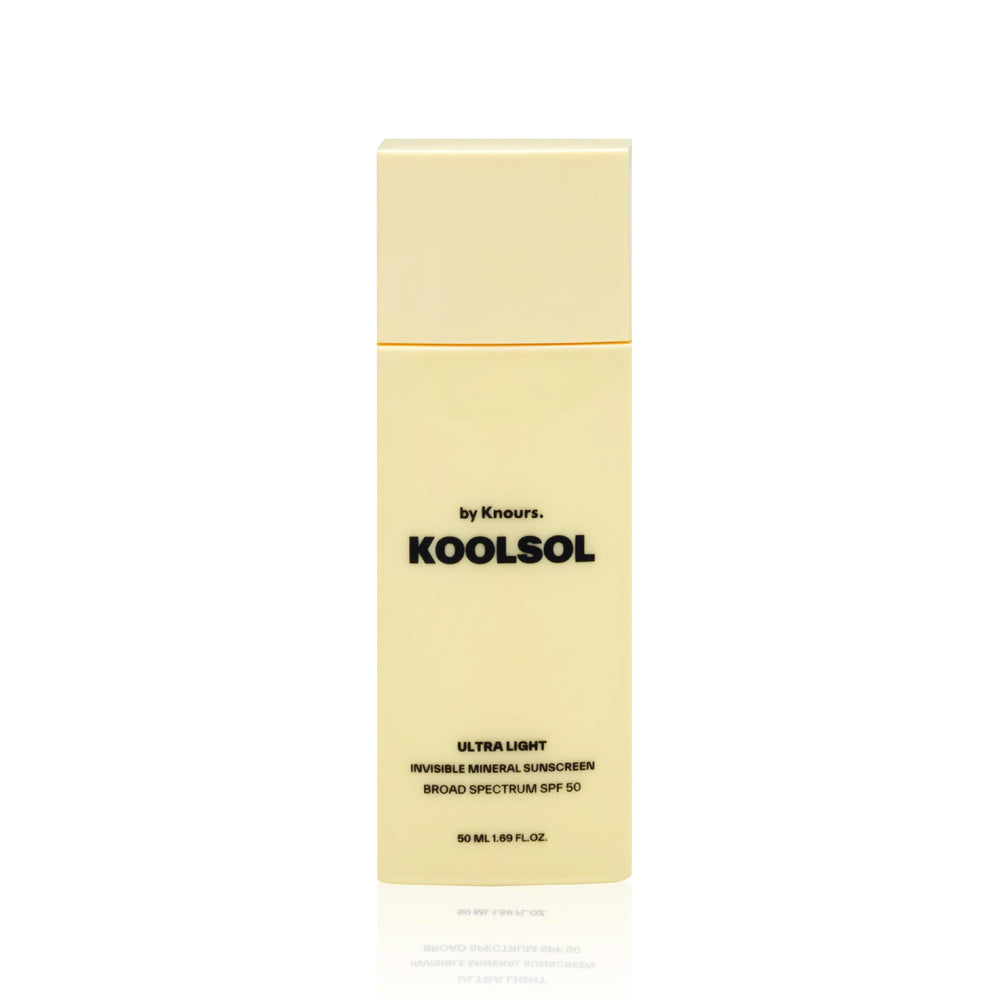 KOOLSOL invisible finish SPF50 bottle delivers a no white cast with mineral protection.