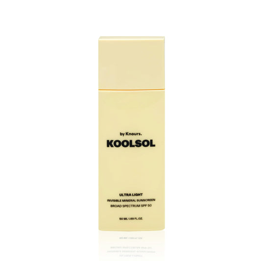 KOOLSOL invisible finish SPF50 bottle delivers a no white cast with mineral protection.