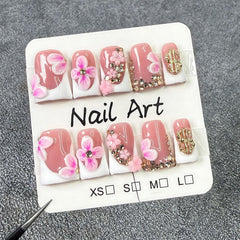 Koopnati handmade 3D nail art bloom design nails offer a unique DIY manicure with a long-lasting finish