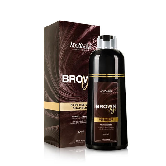 KooSwalla Brown 3-in-1 shampoo bottle with color-rich formula for gray coverage.